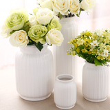简约现代白色蓝色陶瓷花瓶装饰花器三件套家居饰品插花瓶北欧摆件