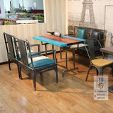 美式复古酒吧桌椅 工业风实木火锅店桌椅组合 主题餐厅家具定做