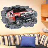 3D墙贴纸立体画客厅沙发背景墙卧室床头装饰创意汽车墙贴自粘壁纸