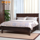 阿纳尼 美式水曲柳纯实木双人床1.5 1.8米黑胡桃色卧室家具大床