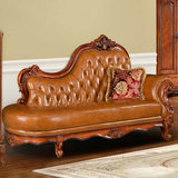 欧式真皮贵妃椅 欧式贵族懒人沙发 新古典实木雕花欧式贵妃榻