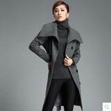 阿依莲2015秋冬新款韩版一粒扣修身显瘦羊毛呢大衣女长款毛呢外套