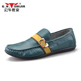 G.N.Shi Jia/公牛世家男鞋春季新款休闲鞋真皮套脚透气皮鞋男单鞋