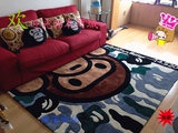 潮牌卡通迷彩猴地毯客厅茶几卧室手工晴纶地毯床边飘窗满铺定制