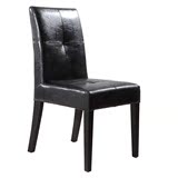 简约现代宜家风格高档PU皮质餐椅高靠背实木餐桌椅子餐厅坐椅黑色