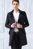 正品春秋季男装风衣中长款青年薄纯色韩版修身外套夹克英伦带帽潮