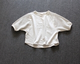 外贸原单出口日本纯色灯笼袖泡泡袖短款纯棉T恤衫 基础打底衫