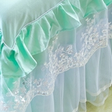 新款韩版公主风纯色全棉四件套素色纯棉蕾丝床裙床罩1.5m1.8米床