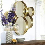 1.15米圆形镜子美式金色浴室玄关镜客厅装饰镜欧式古典 MN019