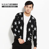 NSNF 2016春季款 设计师款百搭星星图长袖男装针织衫