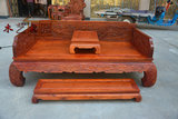 缅甸花梨红木罗汉床 加厚精雕刻山水实罗汉床 独板 实用收藏