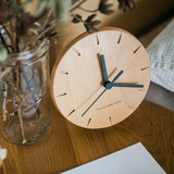 自然和家 创意原木座钟卧室办公室静音时尚简约实木床头台钟表