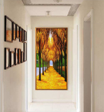 欧尚玄关装饰画现代简约欧式走廊墙壁挂画过道竖版立体--黄金大道