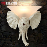 欧式树脂壁灯 创意大象壁灯 复古大象灯 田园风个性床头灯