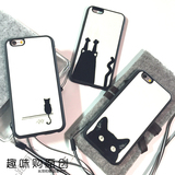 潮牌黑白猫咪Iphone6s/Plus/5s手机壳卡通包邮挂绳硅胶软壳保护套
