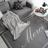 Aika韩国代购方地毯法语字母卧室床边客厅茶几灰色商用家装饰地毯