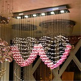 水晶灯吸顶灯长方形LED客厅吊灯简约创意心形婚房浪漫卧室灯温馨
