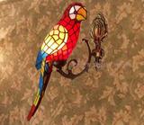 长尾巴鹦鹉壁灯欧式田园风格彩色玻璃蒂凡尼灯餐厅咖啡杯门厅壁灯