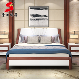 掌心铭居 全实木床 白蜡木现代中式实木家具 白色1.8米双人床婚床