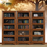 美式乡村实木书柜家用办公带门多层书架柜子收纳储物书房简约现代