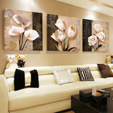 冰晶玻璃现代装饰画客厅沙发背景墙无框画郁金香挂画三联画