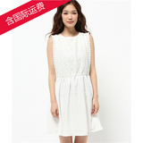 日本代购 earthmusic女夏时尚无袖收腰蕾丝拼接连衣裙16162H01020