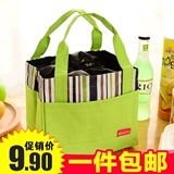 日本手提保温小学生便当包饭盒袋 防水带饭手拎包装午餐袋子大号