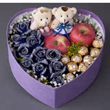 蓝玫瑰11朵圣诞节鲜花礼盒苹果杭州鲜花速递上海南京同城生日送花