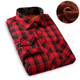 冬装男士长袖衬衫修身红色格子加绒加厚衬衣学生韩版潮保暖寸衫男