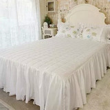 韩国正品代购 高档唯美白色衍缝全棉床罩 1.8米床单 床裙 可定做