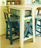 家用吧台吧椅实木高脚桌地中海美式乡村田园客厅商店隔断咖啡靠墙