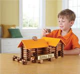 搭建游戏环保小木屋林肯房 原木创意建筑百变木头积木木制玩具