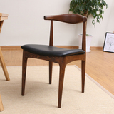 北欧简约现代实木牛角椅白橡木原木餐椅休闲洽谈椅创意靠背咖啡椅