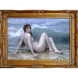 瑞杰 手绘油画欧式裸女挂画有框卧室客厅装饰画古典人物0019