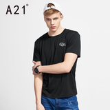 A21男装圆领运动短袖t恤 纯色休闲时尚帅气速干印花反光衣夏季男