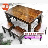 特价实木碳化桌椅组合户外防腐桌椅烧烤酒吧桌椅 长凳休闲桌椅