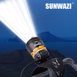 SUNWAZI远射led变焦户外可充电头戴锂电T6手电筒钓鱼强光头灯矿灯