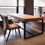 实木美式铁艺办公桌会议桌酒吧桌工作台长方桌简约复古餐桌椅组合