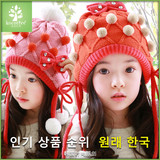 韩版潮儿童帽子秋冬款宝宝加绒护耳帽女童帽套头针织帽小孩公主帽