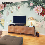无缝3d壁画墙布 中式牡丹花卉立体墙纸 客厅沙发电视背景墙壁纸