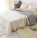 韩国代购高档纯色绗缝床褥垫纯棉1.5m1.8m褥子加厚床垫枕套三件套