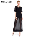 曼娅奴 Migaino 专柜正品 2015夏款 MF2DA601 黑色连衣裙