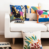 色彩马蒂斯 名画现代时尚创意简约复古北欧棉麻沙发靠垫抱枕靠枕