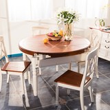 地中海创意可折叠餐桌大圆形简约实木吃饭桌子多功能家用桌椅组合