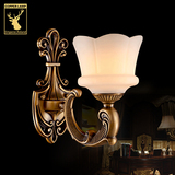 欧式全铜壁灯简欧卧室床头过道LED简约单头美式复古奢华墙壁灯饰