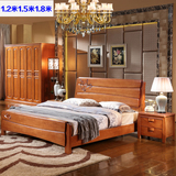中式白色实木床1.81.51.2m气压高箱单双人床简约现代储物卧室包邮