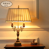 全铜台灯美式乡村别墅公主卧室 欧式客厅创意复古床头灯纯铜铜灯