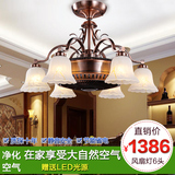 负离子吊扇灯带灯欧式复古铜隐形电风扇LED客厅餐厅卧室风扇吊灯