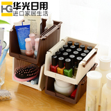 日本进口可叠加桌面收纳盒杂物整理盒文具化妆品收纳篮迷你置物篮