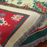 族风纯棉针织毯子加厚 双面盖毯绒毛毯沙发巾地毯藏族风情线毯 民